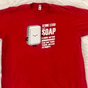Shirt.woot red graphic soap tee shirt, large